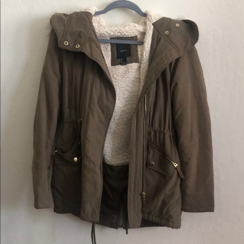 Forever 21 Sherpa Lined Zip-Up Jacket